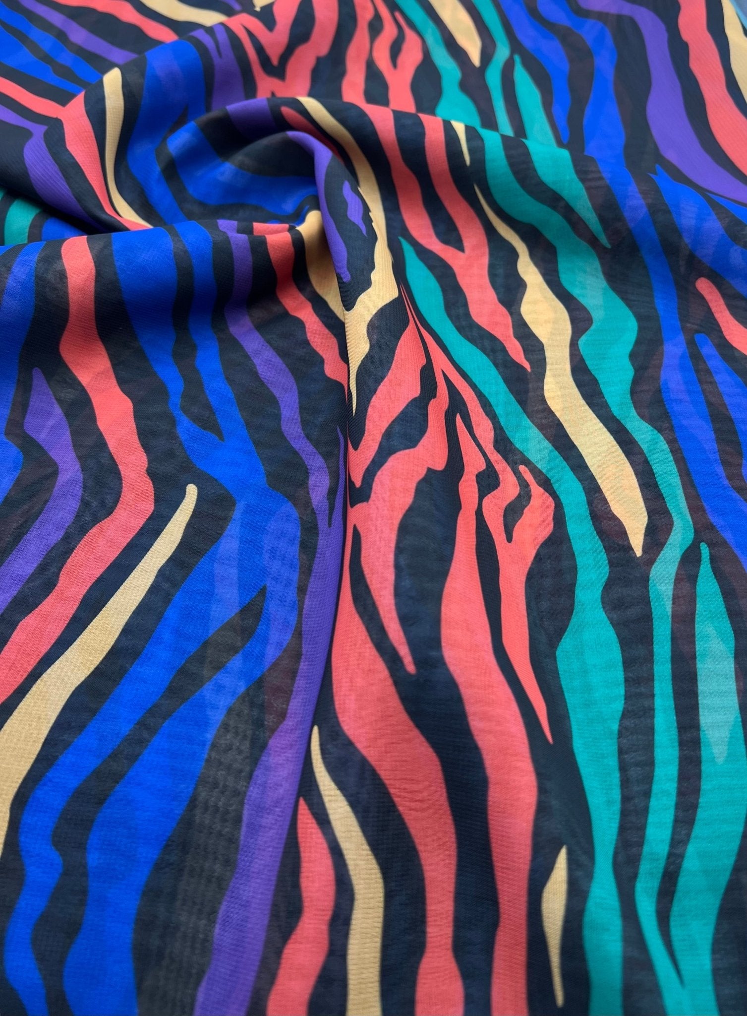 Bright Animal Mix Printed Chiffon Dress Fabric - T9 Fabrics
